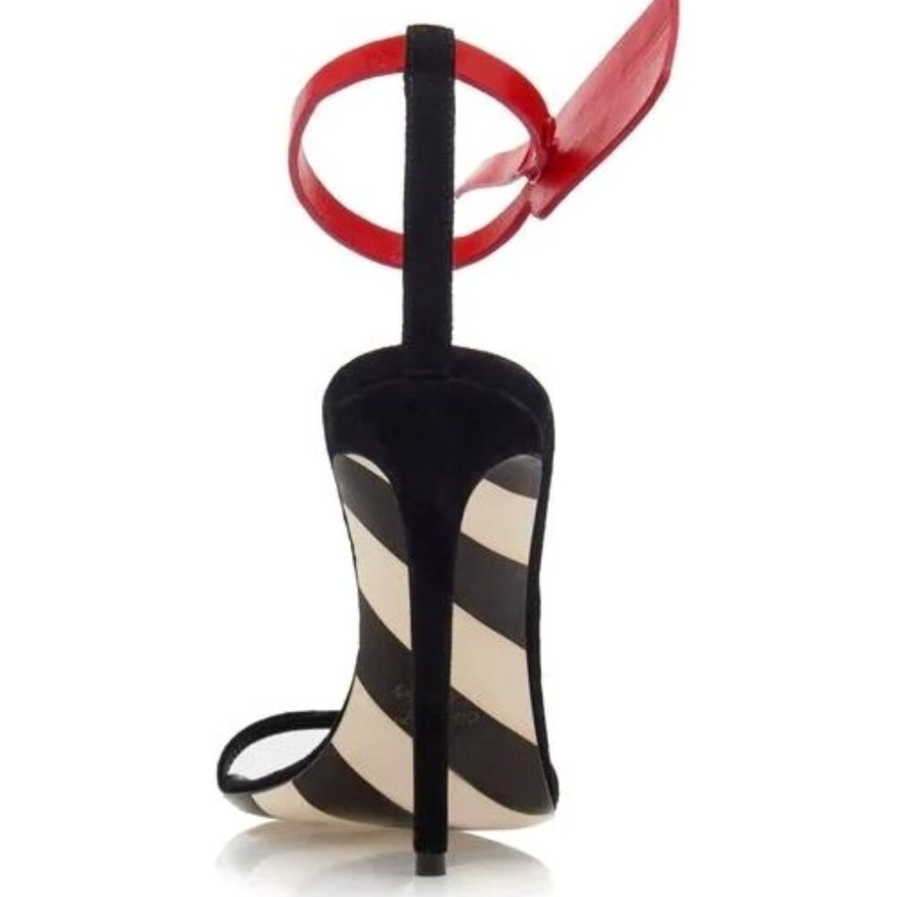 OFF-WHITE C/O VIRGIL ABLOH RED ANKLE ZIP-TIE STRAP BLACK HEEL SANDAL SIZE 7 NIB - Picture 8 of 14